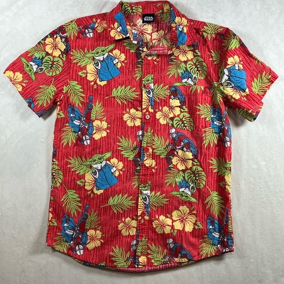 Official Star Wars Size Small Hawaii Tiki Shirt Grogu Baby Yoda All Over Print - Picture 2 of 12